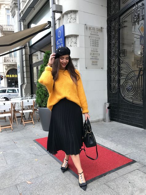 Mustard sweater #autumnoutfit Mustard Sweater Outfit, Yellow Sweater Outfit, Mustard Yellow Sweater, Mustard Sweater, Sweater Outfit, Yellow Sweater, Day Of The Week, Autumn Outfit, Mustard Yellow