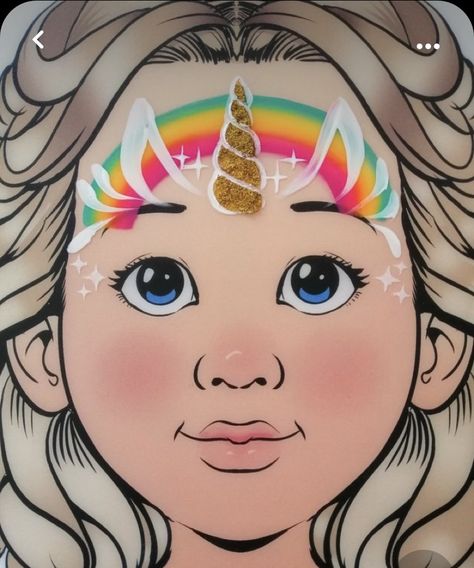 Face Paint Unicorn, Unicorn Face Paint, Face Painting Unicorn, Face Painting Images, Rainbow Face Paint, Easter Crafts Preschool, Rainbow Face, Face Painting Easy, Kids Face Paint