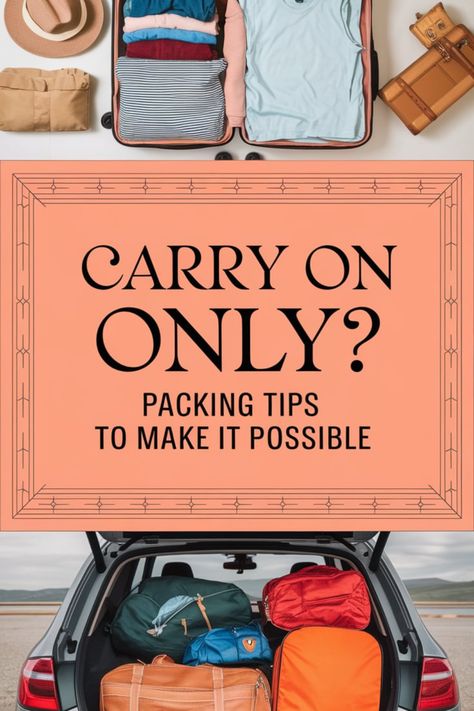 🌍 Dreaming of traveling carry-on only? These genius packing tips will show you how to make it happen! From space-saving techniques to multi-functional items, discover how to fit everything you need into your carry-on. Travel light, stay organized, and enjoy the freedom of carry-on only! 🧳✨ Vacation 2024, Ultimate Packing List, Travel Tickets, Carry On Packing, Packing Essentials, Saving Techniques, Packing List For Vacation, Checked Luggage, Vacation Packing