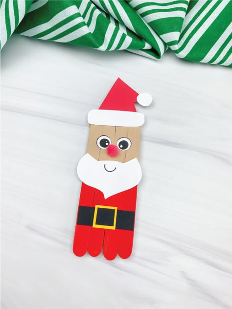 Use popsicle sticks to create your very own DIY Popsicle Stick Santa craft. It's an easy Christmas tutorial for kids! It comes with a free template, too. Popsicle Stick Rainbow, Christmas Crafts Simple, Tree Paper Craft, Stick Fairy, Santa Activity, Christmas Tree Paper Craft, Popsicle Craft, Popsicle Stick Christmas Crafts, Santa Claus Crafts