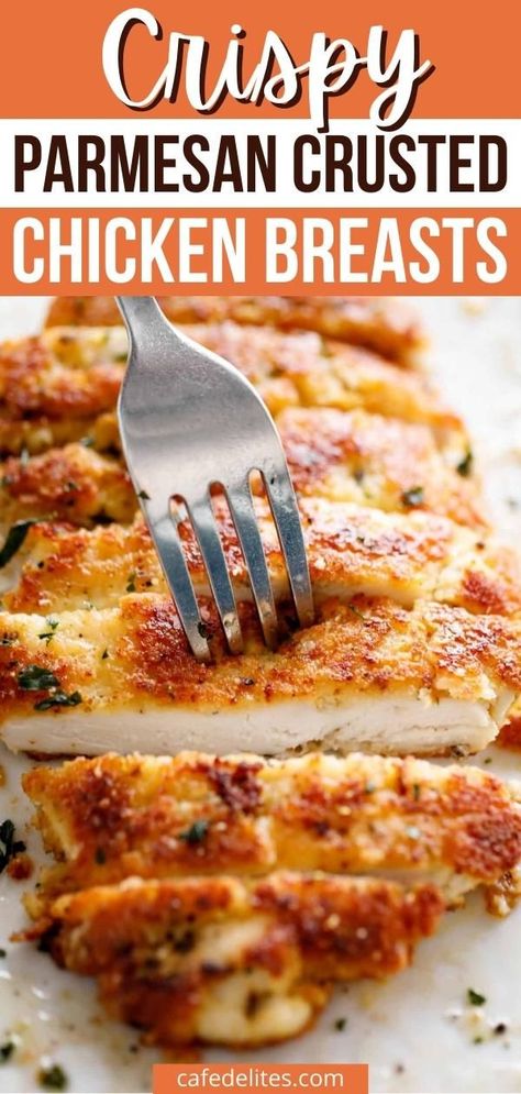 Boneless Skinless Chicken Breast Recipes Baked, Baked Boneless Skinless Chicken Breast, Boneless Chicken Breast Recipes Easy, Parmesan Crusted Chicken Breast, Easy Parmesan Crusted Chicken, Boneless Skinless Chicken Breast Recipes, Skinless Chicken Breast Recipes, Baked Parmesan Crusted Chicken, Air Fryer Recipes Chicken Breast