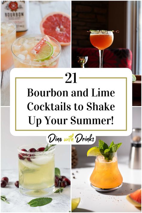 Collage of 4 bourbon and lime cocktails. Burbon Drinks, Lime Cocktail Recipes, Lime Cocktails, Bourbon Drinks Recipes, Drinks Alcohol Recipes Easy, Bourbon Drink, Best Bourbon, Lime Drinks, Bourbon Drinks