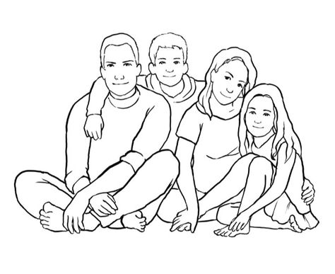 Emmanuel Tattoo, Group Pose, Family Sketch, Custom Portrait Illustration, Family Tattoo, Group Poses, Family Drawing, Photography Posing Guide, Posing Guide