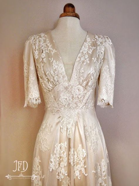 French lace and blush silk satin 1940s inspired wedding dress by Joanne Fleming Design  Elegant ivory lace over blush silk satin 1930s style wedding dress by Joanne Fleming Design Ivory French lace ov Vintage Wedding Dress 1940s, 1940s Wedding Dress, Joanne Fleming, 1940s Wedding, Vintage Style Wedding Dresses, Lace Wedding Dress Vintage, Wedding Dresses Satin, Vintage Style Wedding, 1940s Dresses