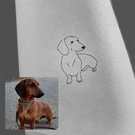 Cute Dachshund Tattoo, Winnie Dog Tattoo, Dachshund Dog Tattoo, Dachshund Line Tattoo, Dauschaund Tattoo, Dog Tattoo Dachshund, Wiener Dog Tattoo Dachshund, Small Dachshund Tattoo, Daschund Tattoo Minimalist