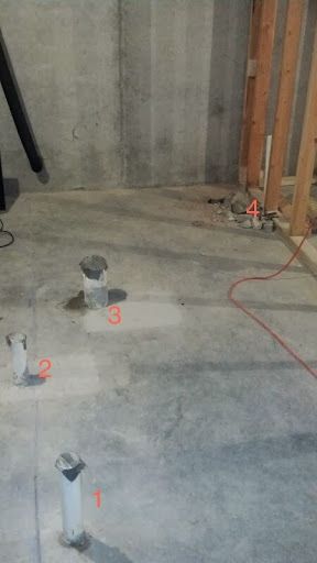 Identifying Basement Bathroom Rough In Fixtures | DIY Home Improvement Forum Bathroom Rough In, Basement Plumbing Rough In, Bathroom Rough In Plumbing, Shower In Basement, Bathroom Plumbing Rough In, Diy Basement Bathroom, Basement Plumbing, Basement Bathroom Plumbing, Rough In Plumbing