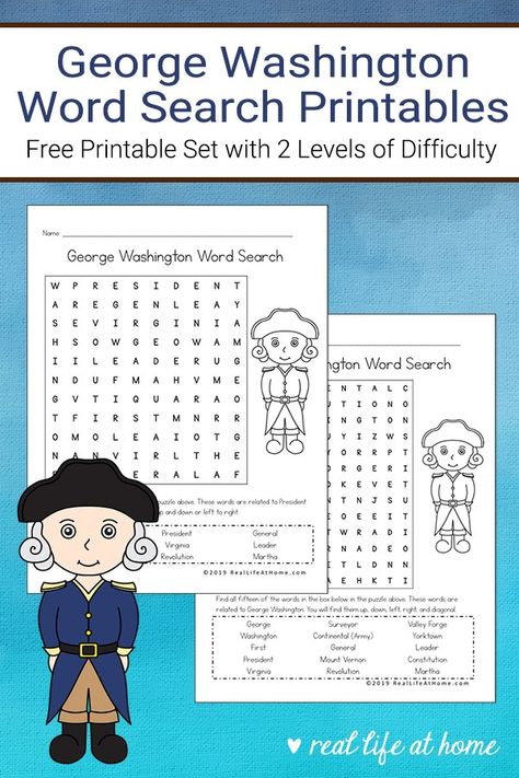 Perfect for Presidents' Day, Washington's Birthday, or any time of year when studying George Washington, this post contains a set of George Washington word search printables for kids as well as other George Washington resources. #GeorgeWashington #SocialStudiesPrintables #PresidentsDayForKids Abraham Lincoln Themed Party, Abe Lincoln Activities For Kids, Abe Lincoln Craft, Abraham Lincoln Crafts For Kids, Abraham Lincoln Birthday Party, Abraham Lincoln Craft, George Washington Craft, Abraham Lincoln Activities, Social Studies Printables