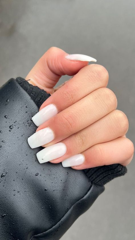 white nails 🤍 White Nails With Diamonds Rhinestones, White Nails With Jewels, White Rhinestone Nails, White Cute Nails, White Nails With Diamonds, White Nails With Rhinestones, Diamond Nail Art, White Glitter Nails, Nails Design With Rhinestones