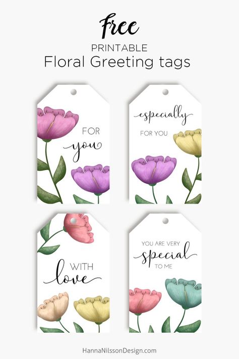 Watercolor floral gift tags – Hanna Nilsson Design Seasonal Printables, Gift Tags Birthday, Gratis Printables, Idee Cricut, Free Printable Gifts, Free Printable Gift Tags, Birthday Gift Tags, Gift Tags Diy, Free Gift Tags