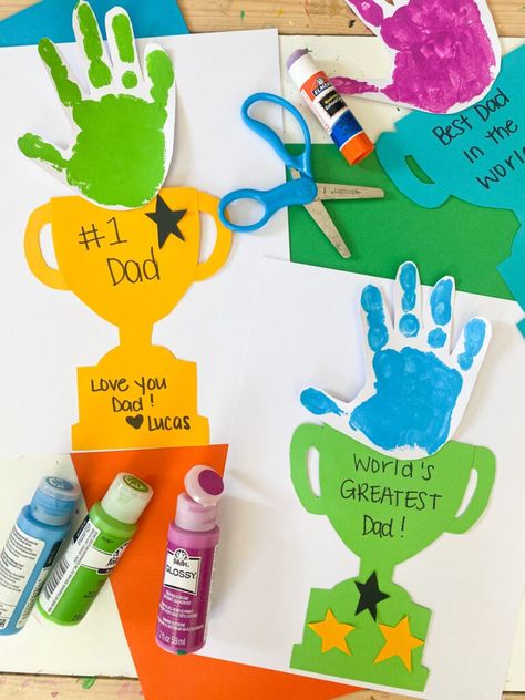 19 EASY Father's Day Crafts for Preschoolers - ABCDee Learning Fathers Day Crafts For Kids, Father's Day Crafts For Kids, Trophy Craft, Easy Fathers Day Craft, Fathers Day Art, Father's Day Activities, Father's Day Diy, Holiday Printables, Fathers Day Crafts