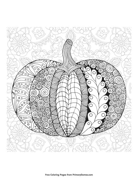 Zentangle Pumpkin, Zentangle Coloring Pages, Autumn Coloring Pages, Autumn Projects, Fall Coloring, Pumpkin Pictures, Valentines Day Coloring, Free Adult Coloring Pages, Fall Coloring Pages