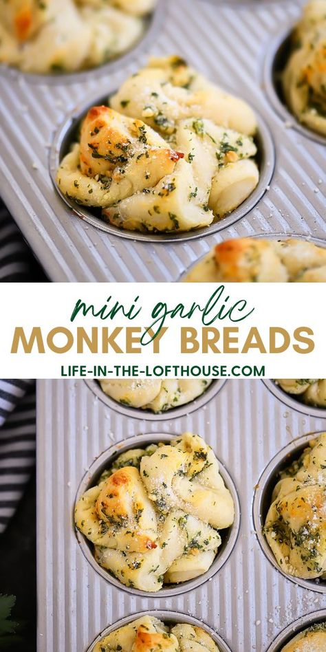 Garlic Monkey Bread Recipe, Garlic Monkey Bread, Monkey Breads, Homemade Monkey Bread, Savory Monkey Bread, Monkey Bread Muffins, Pizza Monkey Bread, Pizza Bread Recipe, Brunch Bread