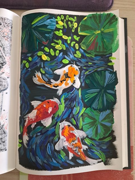 Jelly Gouache Art, Jelly Gouache Painting Ideas, Jelly Gouache Painting, Jelly Gouache, Koi Painting, Balcony Gardening, Art Motivation, Product Inspiration, Gouache Art