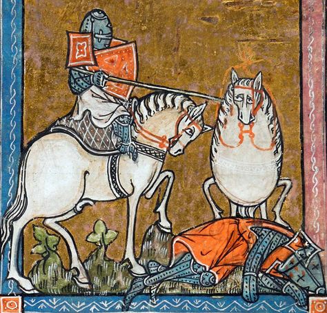 L'estoire de Merlin, France ca. 1316 (BL, Add 10292, fol. 213r) Funny Medieval, Art History Memes, Medieval Horse, Terra Santa, Classical Art Memes, Istoria Artei, Medieval Paintings, Medieval World, Medieval Manuscript