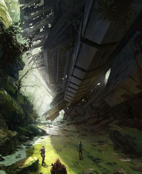 ArtStation - The Crash, Donovan Valdes Sci Fi Landscape, Sci Fi Environment, Concept Art World, Games Design, Apocalypse Survival, Science Fiction Art, Matte Painting, Environment Design, Environment Concept Art