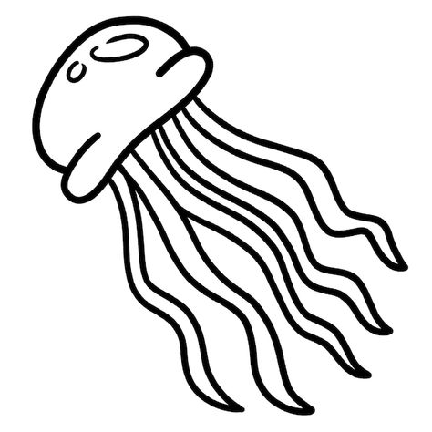 Jellyfish Outline Drawing, Box Jellyfish Drawing, Jelly Fish Drawing Easy, Jellyfish Drawing Easy, Jellyfish Black And White, Jellyfish Outline, Jellyfish Coloring Page, Medusa Animal, Sea Coloring Pages