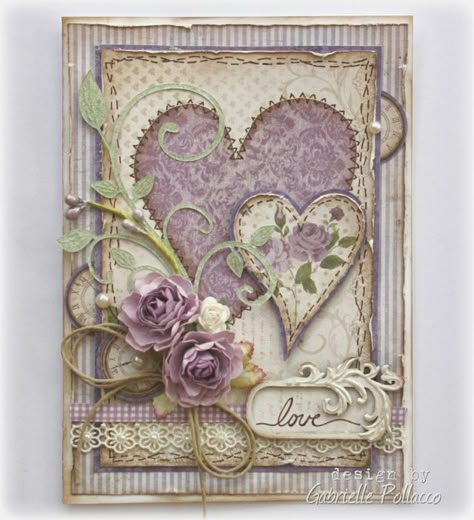 February Mood, Pretty Mess, Shabby Chic Cards, Hearts And Flowers, 카드 디자인, Heart Cards, E Card, Pretty Cards, Card Tags