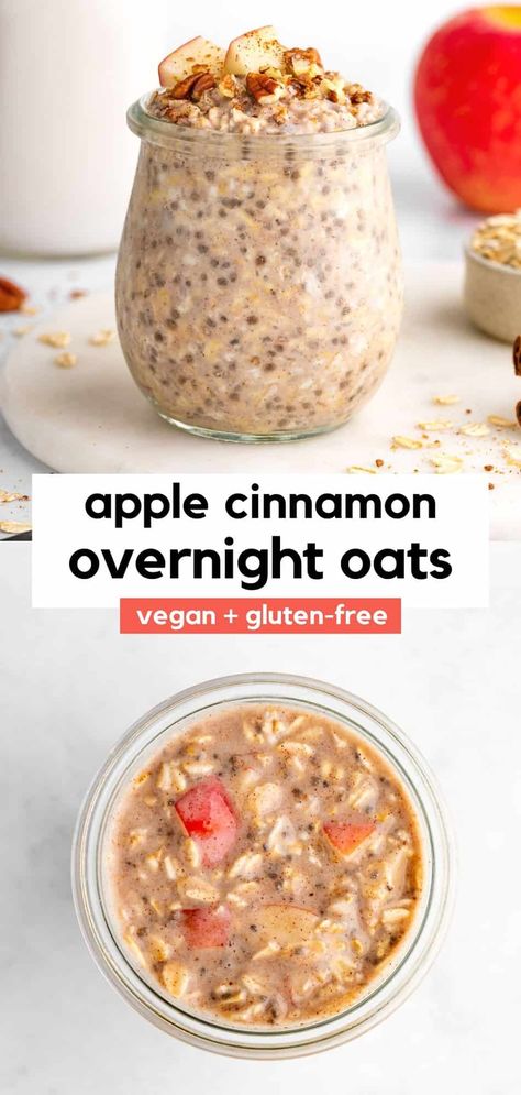 Oatmeal Chia Seed Recipes, Chia Seeds And Yogurt, Chi Seeds, Healthy Fall Breakfast Recipes, Chia Seed Overnight Oats, Overnite Oats, Apple Cinnamon Overnight Oats, Chia Seed Oatmeal, Apple Pie Overnight Oats