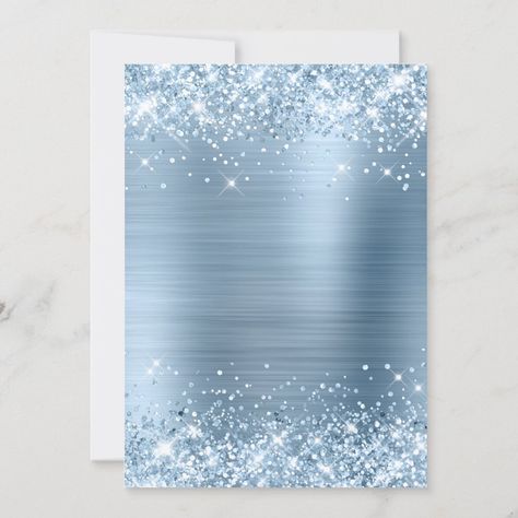 Sparkly Light Blue Glitter and Foil Sweet 16 Invitation | Zazzle Sweet 16 Themes, Birthday Lights, Cute Business Cards, Silver Invitation, Blue Invitation, Color Celeste, Birthday Inspo, Invitation Background, Silver Background