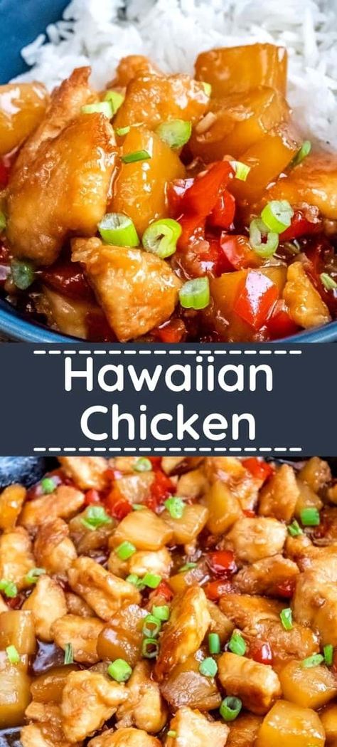 Sweet Hawaiian Chicken Sweet Hawaiian Chicken, Sweet Hawaiian Crockpot Chicken Recipe, Hawaiian Chicken Recipes, Pineapple Chicken Recipes, Hawaiian Dishes, Chinese Cooking Recipes, Hawaiian Chicken, Hawaiian Food, Chinese Dishes