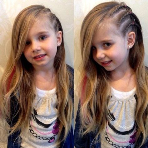 cool asymmetrical hairstyle with side braids Childrens Hairstyles, Picture Day Hair, Easy Hairstyles For Kids, Girl Hair Dos, Side Braid Hairstyles, Asymmetrical Hairstyles, Cool Braids, Side Braid