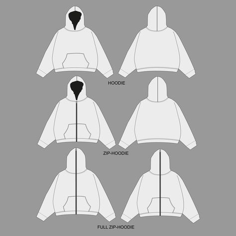 Set of Hoodie design. Hoodie Mockup. Vector Apparel Mockup Collection. Clothing Design Mockup, Clothing Brand Hoodie Designs, Hoodie Design Pattern, Full Zip Hoodie Mockup, Puffer Jacket Design Ideas, Oversized Hoodie Template, Clothing Brand Mockup Templates, Vector Mockup Clothes, Mock Ups Clothing