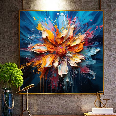 Extra Large Colorful Flower Oil Painting on Canvas, Canvas Wall Art, Abstract Blossom Floral Art, Original Minimalist Living Room Home Decor Painting Living Rooms, Canvas Wall Art Abstract, Sailboat Art, Flower Oil Painting, Large Oil Painting, Abstract Floral Art, Abstract Flower Painting, Acrylic Oil Painting, Oil Painting Flowers