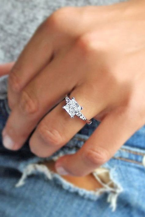 Breathtaking Princess Cut Engagement Rings ❤ See more: http://www.weddingforward.com/princess-cut-engagement-rings/ #weddings Princess Cut Engagement, Beautiful Wedding Rings, Modern Engagement Rings, Princess Cut Engagement Rings, Best Engagement Rings, Gorgeous Engagement Ring, Princess Cut Rings, Simple Engagement Rings, Stunning Engagement Ring