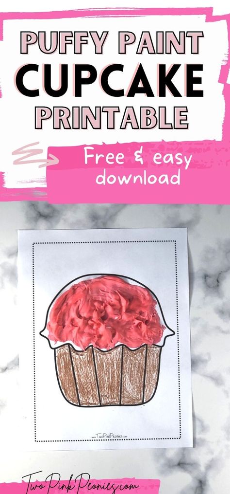 Puffy Paint Cupcake Printable Template Muffin Template Free Printable, Cupcake Craft Preschool, Cupcake Template Free Printable, Dot Sticker Printables, Puffy Paint Crafts, Tempura Paint, Cupcake Printable, Alphabet Tracing Printables, Cupcake Template