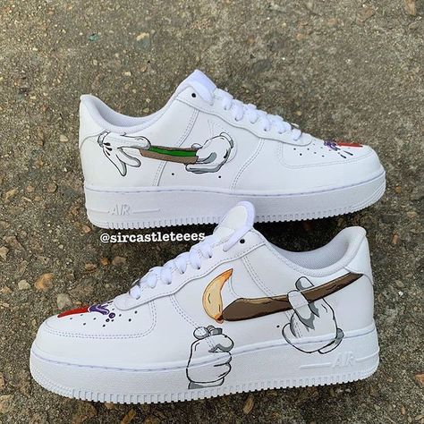 The Best Customised Sneakers on Instagram: “Nike Air Force 1 customs 🔥 How would you name these? Rate from 1-10! 🤔 Follow @customised_culture for more! _ By: @sircastleteees” Custom Shoes. Cheap, Custom Air Jordan Women, Nike Air Force 1 Custom Elephant, Custom Sneakers Diy, Af1 Shoes, Custom Painted Shoes, Custom Shoes Diy, Nike Shoes Air Force, White Nike Shoes