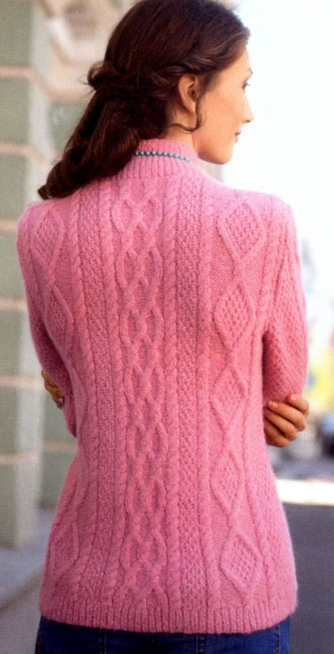 Free Knitting Patterns - Stand up collar sweater with Diamond Pattern Free Aran Knitting Patterns, Knitted Coat Pattern, Cable Cardigan Knitting Patterns, Cable Knit Sweater Pattern, Free Knitting Patterns For Women, Ladies Cardigan Knitting Patterns, Ladies Knitting Patterns, Aran Knitting Patterns, Womens Knitting Patterns