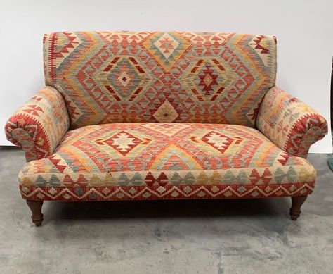 Kilim Furniture on Instagram: “Another bespoke Antalya sofa finished for a customer . . . . . #bespokeupholstery #kilimfurniture #kilim #kilimsofas #interiordesign…” Kilim Furniture, Upholstered Furniture, Wingback Chair, Antalya, Kilim Rugs, Accent Chairs, Bespoke, Upholstery, Sofa