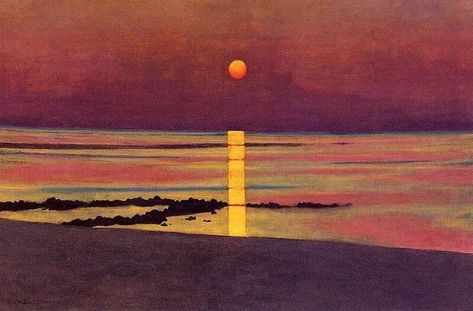 Purple Paintings, Felix Vallotton, Art Sunset, Watercolor Sunset, Sun Setting, Magic Realism, Henri Rousseau, Purple Art, Art Et Illustration