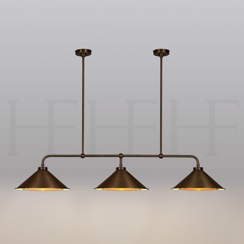 Lelia Brass Triple Pendant on Rod Large - R HUGHES Pendant Light Kitchen Island, Exterior Bathroom, Hector Finch, Pendant Light Kitchen, Cluster Chandelier, Light Kitchen Island, Wall Lanterns, Kitchen Island Lighting Pendant, Bronze Lighting