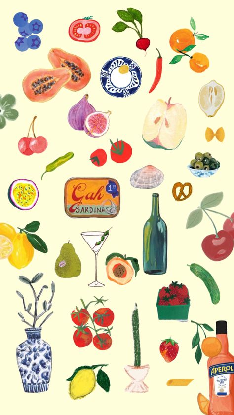 Fruit Wallpaper, Art Collage Wall, Summer Prints, Pottery Painting, New Wall, Funky Art, Wall Collage, Pattern Wallpaper, Pretty Wallpapers