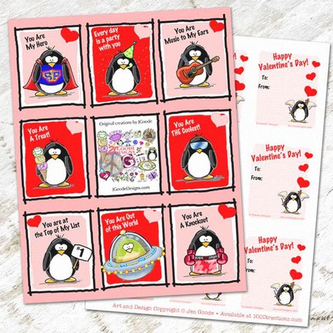 Valentine Printables Penguin Valentines, Free Printable Valentines Cards, Valentine Art, Valentine Picture, Printable Valentines Cards, Club Penguin, Vintage Valentine Cards, Valentines Printables Free, Valentines Art