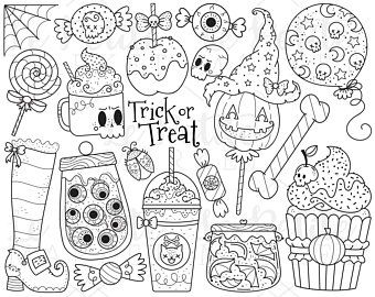 Food Clip Art, Clip Art Halloween, Line Clipart, Candy Clipart, Pumpkin Cupcake, Personal Logo Design, Party Clipart, Halloween Drawings, Halloween Coloring Pages