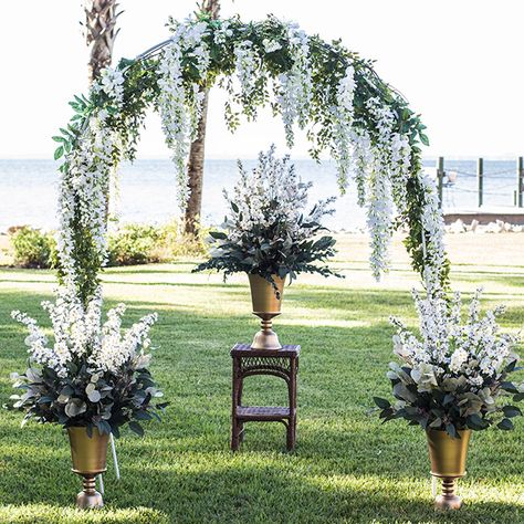 Wedding Arch Wedding Trellis, Wisteria Wedding, Willow Flower, Wedding Arches Outdoors, Wedding Church Decor, Wisteria Flowers, Floral Arch Wedding, Corsage And Boutonniere, Wedding Arbour