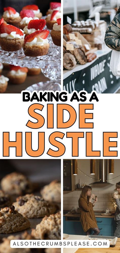 Do you love baking? Start a side hustle selling cakes, cookies, or bread from home! Discover tips to kickstart your business and grow your passion. 🍰 #BakingSideHustle #HomeBakeryTips #SideHustleIdeas Home Based Baking Business Ideas, How To Sell Food From Home, How To Start Selling Baked Goods, How To Start Baking, Baked Items To Sell, Selling Baked Goods, Beginner Baker, Baking Hobby, Cottage Bakery