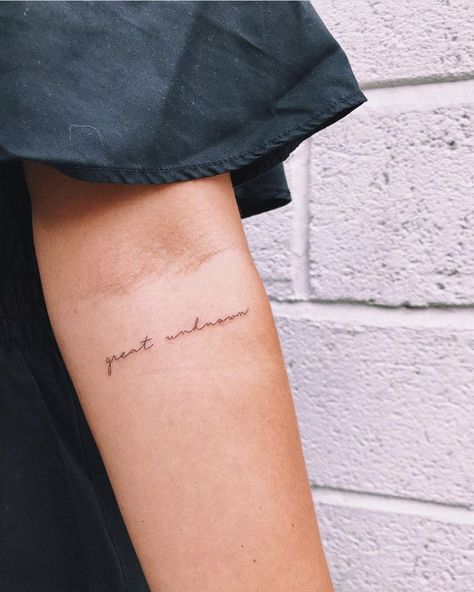 Arm Tattoo Words Writing, Arm Tattoo Writing, Minimal Arm Tattoos For Women, Overthinking Tattoos For Women, Tiny Arm Tattoos For Women, Dainty Arm Tattoos, Word Tattoos On Arm, Small Words Tattoo, A Small Tattoo