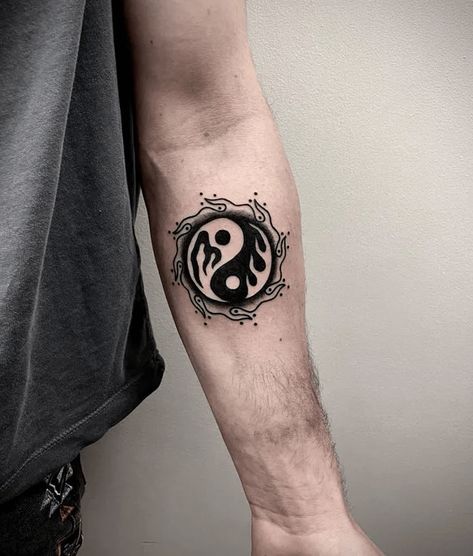 25 Unique And Masculine Forearm Tattoo Ideas For Men Yen Yang Tattoo Ideas Men, Side Stomach Tattoos For Guys, Unique Ying Yang Tattoo, Yin Yang Tattoo Designs, Forearm Tattoo Ideas For Men, Crucifix Tattoo, Side Stomach Tattoos, Forearm Tattoo Ideas, Ying Yang Tattoo