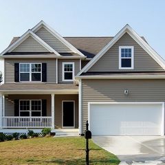 I like the black shutters, brown roof and beige wall combo. Beige House Black Door, Brown House With Black Shutters, Beige Siding Black Shutters, Beige House With Black Shutters, Black And Beige House Exterior, Brown House Black Shutters, Beige House Black Shutters, Tan House With Black Shutters, Tan House Black Shutters