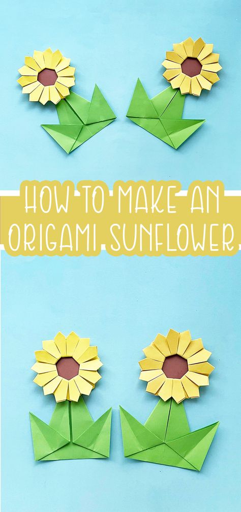 Simple Origami Sunflower Tutorial Sunflower Kids Craft, Sunflower Origami, Origami Sunflower, Sunflower Tutorial, Craft Ideas For Beginners, Flowers Paper Craft, Simple Origami, Make Paper Flowers, Origami Artist