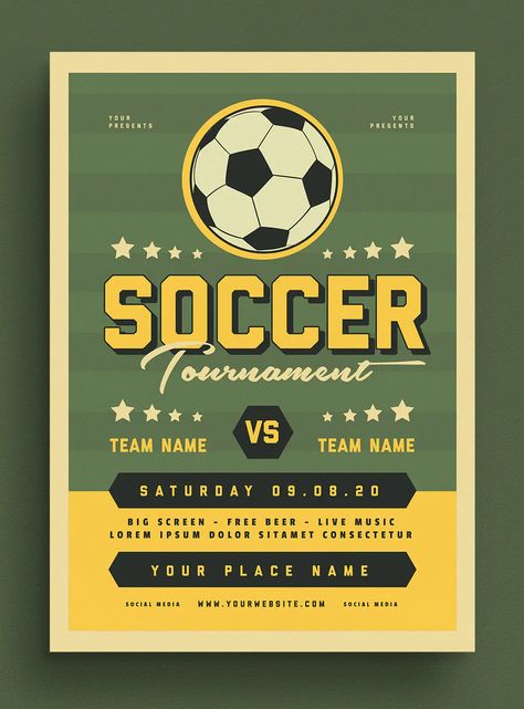 Soccer Tournament Event Flyer Template AI, PSD Soccer Event Ideas, School Sport Poster Ideas, Sports Tournament Poster, Soccer Tournament Poster, School Sports Posters, Volleyball Fundraiser, Poster Design Competition, Grunge Edit, Event Poster Design Inspiration