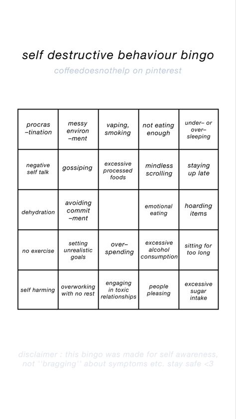 Behavior Bingo, Bingo Template, Self Talk, Silly Me, Self Awareness, Art Therapy, Bingo