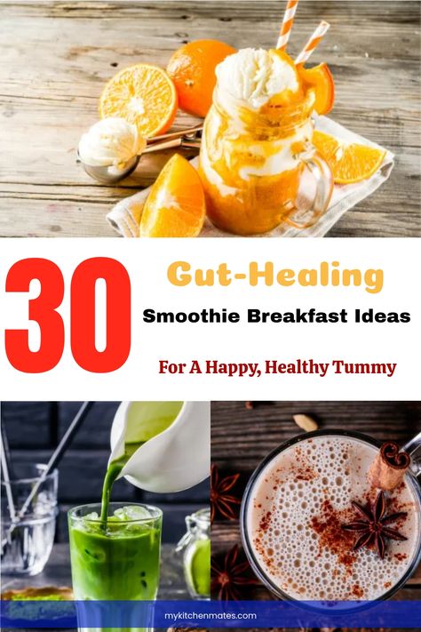 Smoothie Breakfast Ideas Smoothies For Digestion, Healing Smoothie, Probiotics Prebiotics, Protein Packed Smoothies, Smoothie Breakfast, Gut Flora, Quick Healthy Breakfast, Vanilla Greek Yogurt, 300 Calories