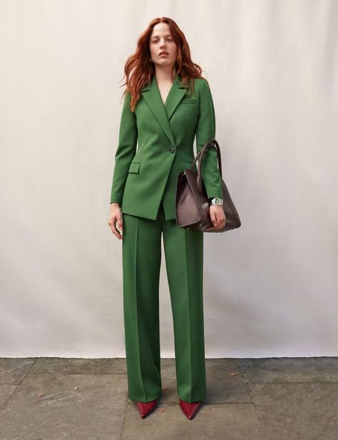 Single Breasted Blazer, Boho Trends, Best Swimsuits, Green Suit, Green Blazer, Twill Jacket, Tailored Blazer, Work Wear Women, Breasted Blazer