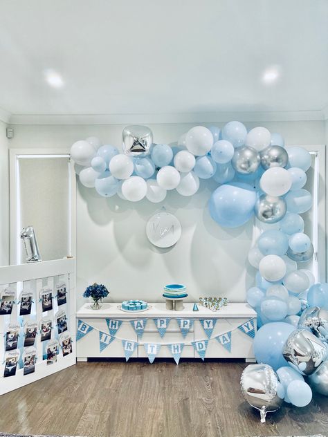 Sky Blue Birthday Party Decorations, Pastel Blue Birthday Decorations, Sky Blue Birthday Theme, Preppy Blue Birthday Party, Light Blue Bday Party, Light Blue Birthday Party Ideas, Blue 13th Birthday Party Ideas, Light Blue And White Graduation Party Ideas, Baby Blue Birthday Theme