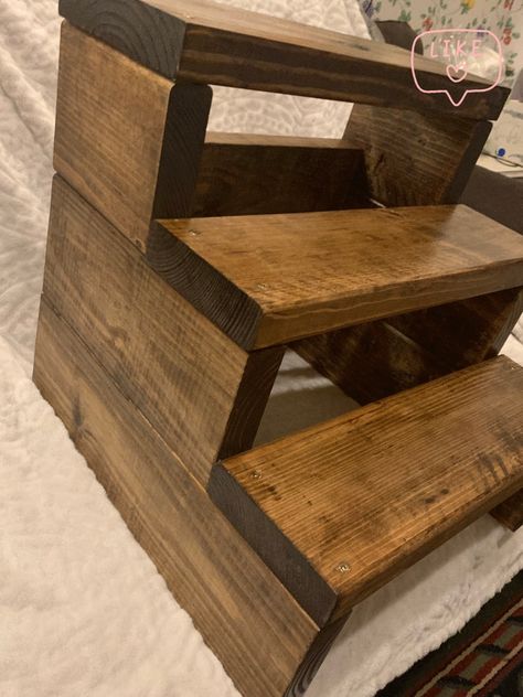 Large 3 step step stool | Etsy Diy Pet Steps, Bed Steps For High Beds, Pallet Steps, Step Stool Diy, 3 Step Stool, Stairs Outdoor, Diy Steps, Wood Step Stool, Diy Bunk Bed