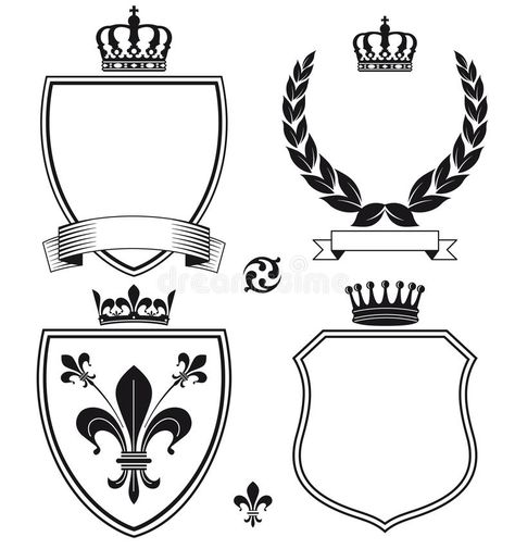 Royal Heraldic Crests or Emblems vector illustration Medieval Heraldry, Extravagant Wedding Dresses, Babymoon Photos, Extravagant Wedding, Royal Crowns, Space Illustration, Crest Logo, Blank Space, Minimalist Logo Design